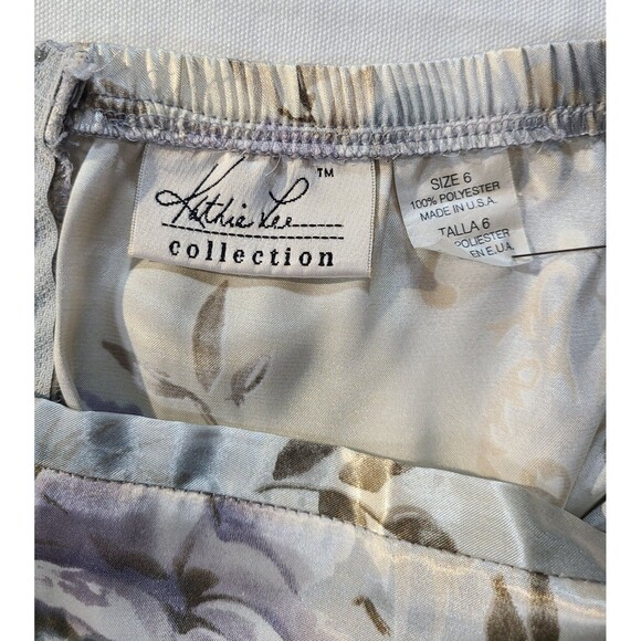 Kathie Lee Floral Maxi Skirt Sz 6 Purple Gray Vintage Polyester USA Made - Picture 6 of 9